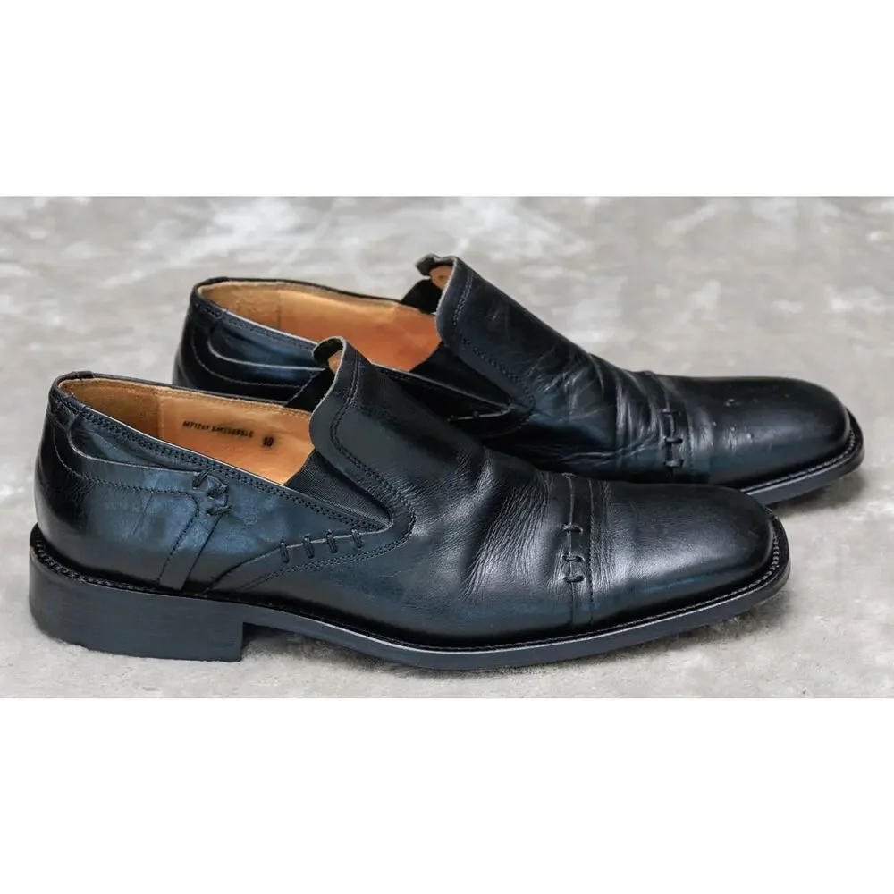 Kenneth Cole New York Black Leather Slip On Square Toe Loafers Mens Size 10